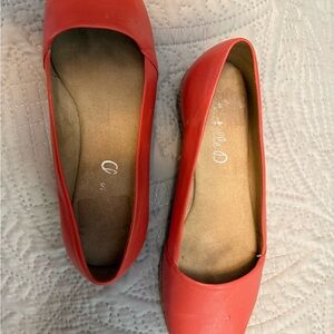 Michelle D Ellena Leather Coral Cork Wedge Open Toe Size 6